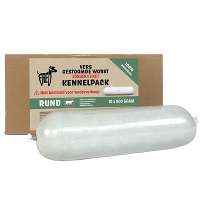 FREDS gestoomd vers vlees worst kennelpack rund tarwe en glutenvrij (10X900 GR)