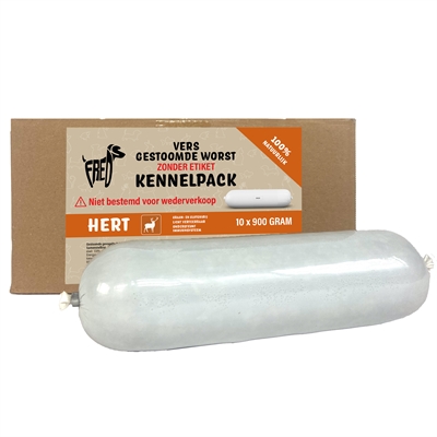 FREDS gestoomd vers vlees worst kennelpack hert graan en glutenvrij (10X900 GR)