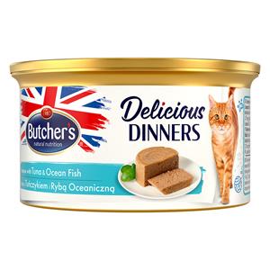 24x 85g Butcher's Delicious Dinners Kat Tonijn & zeevis Natvoer
