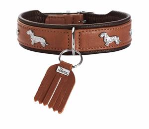 HUNTER Hondenhalsband München, cognac/zwart