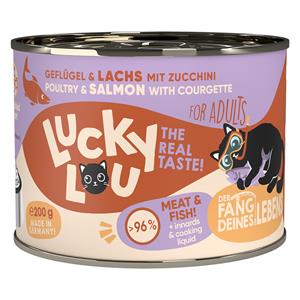 6x200g Lucky Lou Adult Gevogelte & Zalm nat kattenvoer