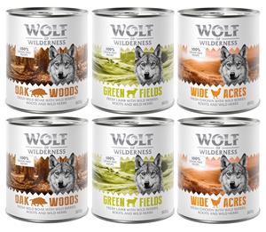6x800g Adult Mixpakket III (Wild Zwijn, Kip, Lam) Wolf of Wilderness "Expedition" Hondenvoer