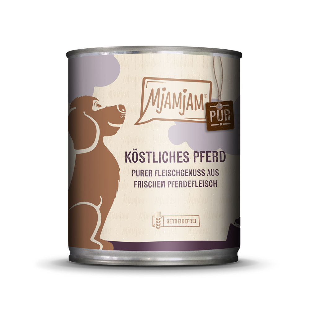 6x 800g MjAMjAM puur vlees genieten heerlijk puur paard nat hondenvoer