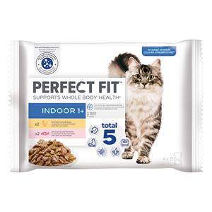 20% korting! Op een verpakking Perfect Fit Natvoer - Indoor 1+ Kattenvoer Mixpakket: Kip en Zalm (4 x 85g)