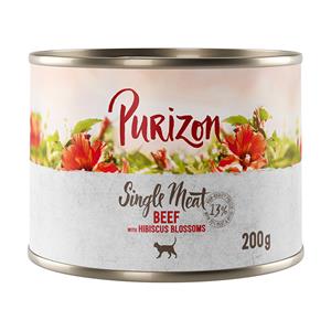 Purizon Single Meat 6 x 200 g -Rundvlees met hibiscusbloemen