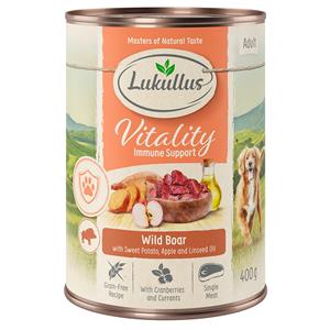 6x400g Vitality Ondersteunt het Immuunsysteem: Wild Zwijn (graanvrij) Wild Zwijn Lukullus Honden natvoer