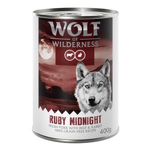 Wolf of Wilderness Natvoer 6 x 400 g voor een probeerprijs! - Ruby Midnight - Varken, Rund, Konijn