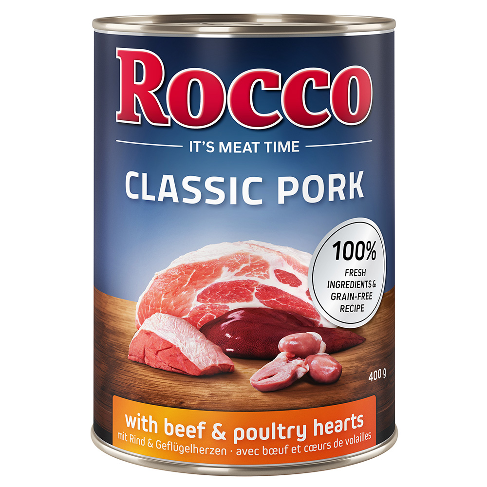 Rocco Classic Pork 6 x 400g Hondenvoer Rund & Gevogelteharten