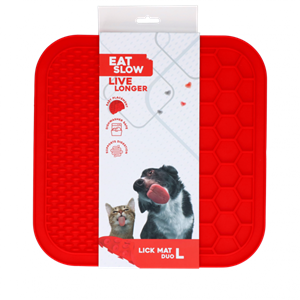 Eat Slow Live Longer Lick Mat Duo L Red