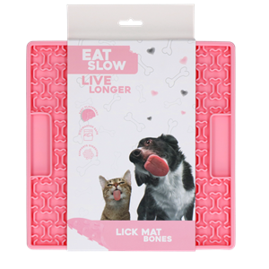 Petsexclusive Eat Slow Live Longer Lick Mat Bones Pink