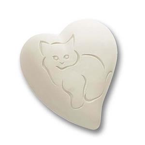 urnwebshop Witte Hart Urn, Ingekerfde Kat (0.8 liter)