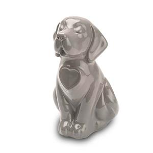 urnwebshop Urn voor Hondje of Asbeeld Hond Hond Hartje Grijs (0.8 liter)