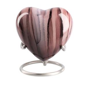 urnwebshop Huisdier Hart Urn Purple Stripes, inclusief Standaard (0.1 liter)