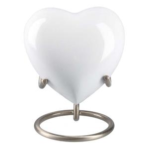 urnwebshop Huisdier Hart Urn Glimmend Wit, inclusief Standaard (0.1 liter)