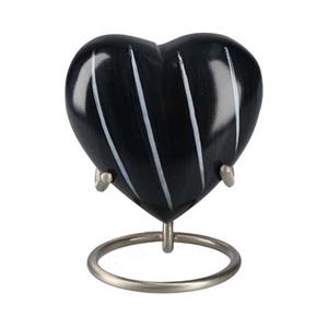 urnwebshop Elegance Hart Dieren Urn Black White Stripes, inclusief Standaard (0.1 liter)