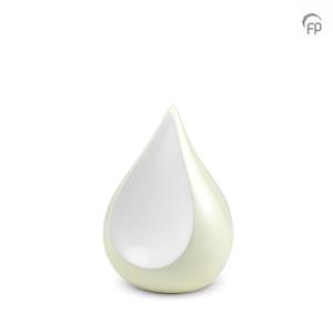 urnwebshop Kleine Teardrop Dieren Urn Ivoor - Witte Inlay (0.7 liter)