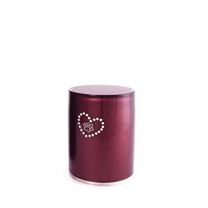 urnwebshop Kleine Kristalglazen Cilinder Dieren Urn Bordeaux Hart (0.5 liter)
