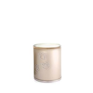 urnwebshop Kleine Kristalglazen Cilinder Dieren Urn Cappuccino Pootafdruk (0.5 liter)