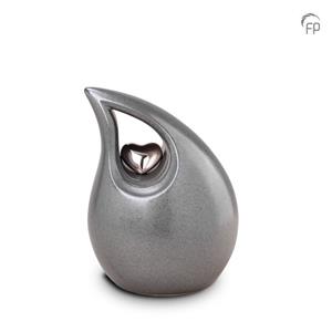 urnwebshop Kleine Grey Metallic Keramische Dieren Urn (2.2 liter)