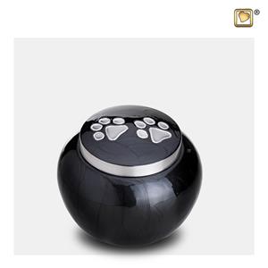 urnwebshop Dieren Urn Midnight Matzilver Pootafdruk Small (0.5 liter)