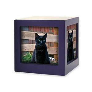 urnwebshop Mini Houten Photocube Dieren Urn Violet (0.4 liter)