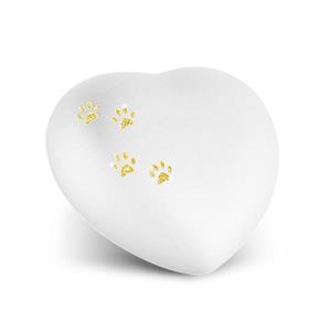 urnwebshop Middelgrote Dieren Hart Urn Matwit, Glinstergoud Pootjes (1.5 liter)
