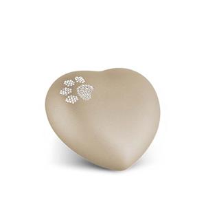 urnwebshop Kleine Dieren Hart Urn Champagne, Swarovski Pootje (0.5 liter)