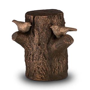 urnwebshop Grote Keramische Design Urn Levensboom, twee vogels (4 liter)