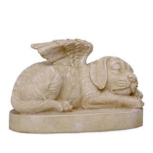 Urnwebshop Honden Urn of Honden Asbeeld op Sokkel, Hond met Engel Vleugels (1.5 liter)