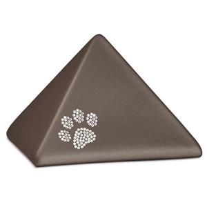 urnwebshop Middelgrote Dieren Piramide Urn Siena, Swarovski Pootje (1.5 liter)