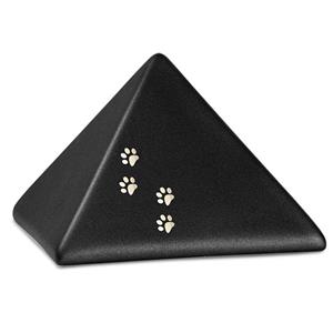 urnwebshop Middelgrote Dieren Piramide Urn Matzwart, met Pootjes (1.5 liter)