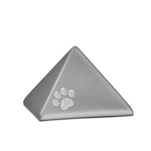 urnwebshop Kleine Dieren Piramide Urn Steengrijs, Swarovski Pootje (0.5 liter)