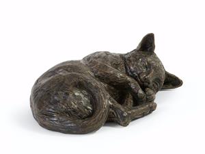 urnwebshop Kleine Urn voor Kat of Asbeeld Rustende Kat (0.4 liter)
