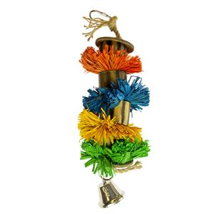 Duvo+ Raffia Gras Pompon Met Bamboe En Cocos L - 29x8,9x8,9cm
