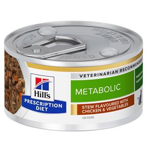 24x 82g Hill's Prescription Diet Katten Metabolic Care met Kip Stew nat kattenvoer
