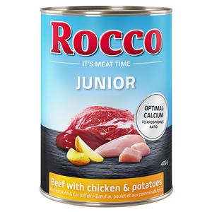 Rocco 6x400 g  Junior Rund met Zalm & Aardappelen Honden Natvoer