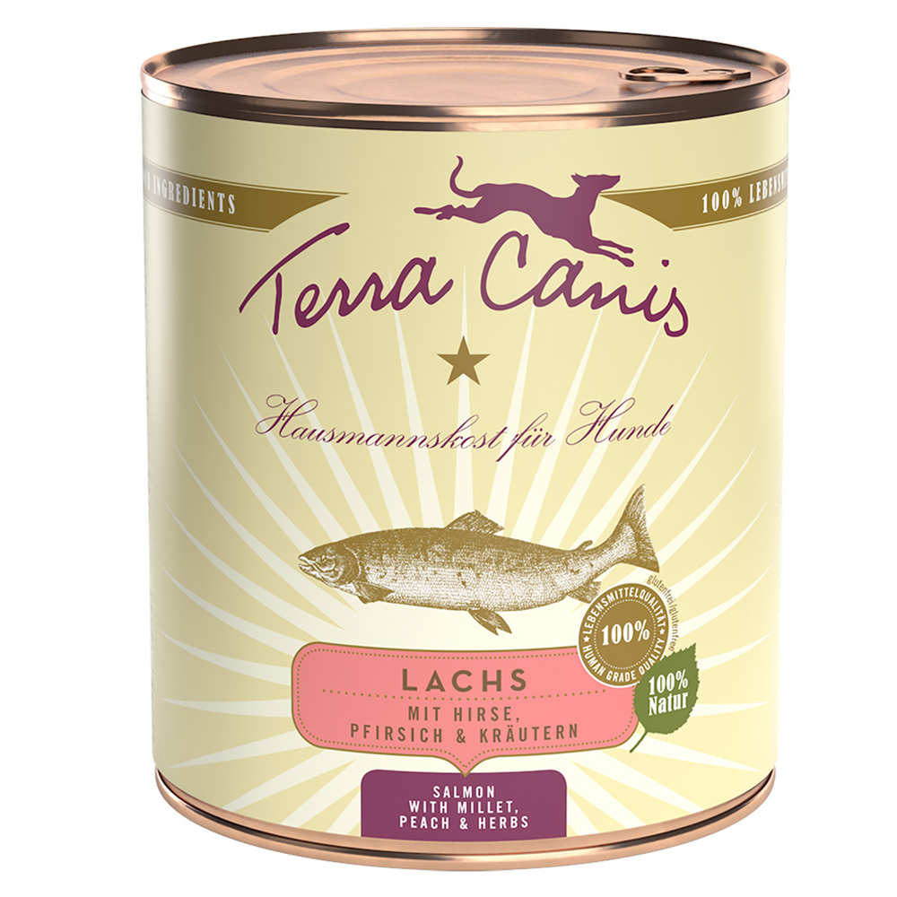 Terra Canis 6x800g  Zalm met gierst, perzik en kruiden nat hondenvoer