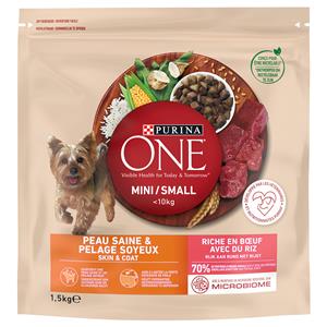 2x 1,5kg Purina ONE Mini Huid & Vacht Rund Hondenvoer droog