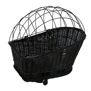 Duvo+ Provence Rieten Fietsmand Bagagedrager & Kussen Zwart 35x55x49cm - Max. 13KG