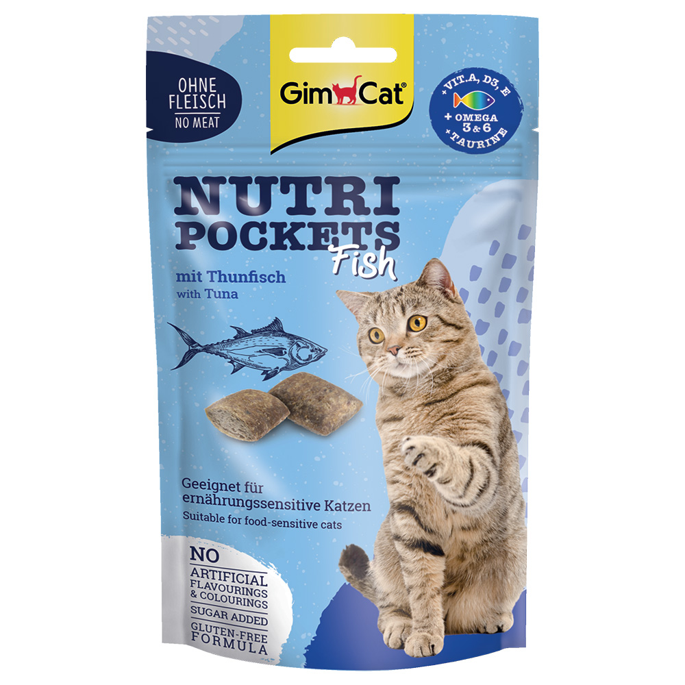 Gimcat 60g  Nutri Pockets Fish met tonijn kattensnacks