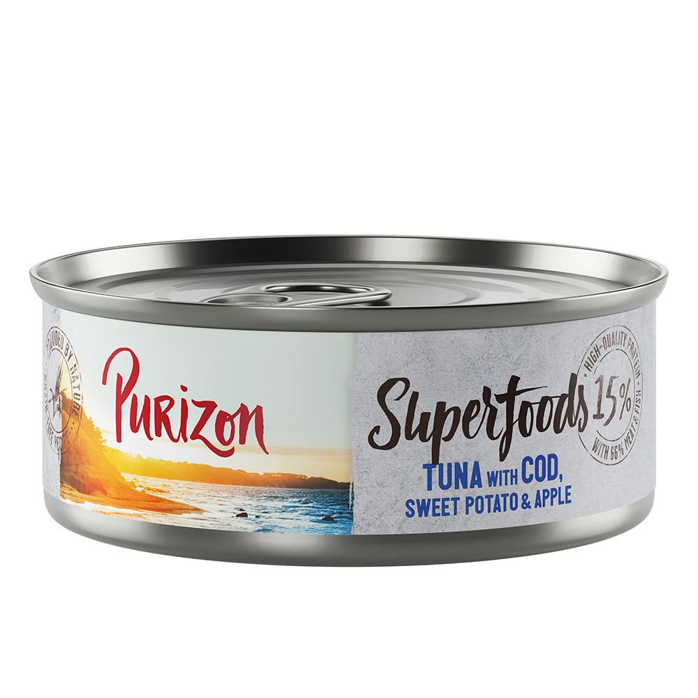 Purizon Superfoods 12 x 70 g - Tonijn met kabeljauw, zoete aardappel en appel