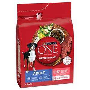 2,5kg Purina One Medium/Maxi Adult Rund & Rijst hondenvoer droog