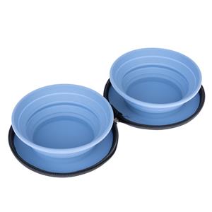 Nomad Tales Spirit draagbare dubbele voerbak van siliconen 2x 350ml voor katten en honden