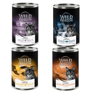 Wild Freedom Adult Sterilised 6 x  400 g - Graanvrij - Gemengd pakket (2 x Kip puur, 2 x Koolvis, 1 x konijn, 1 x eend)