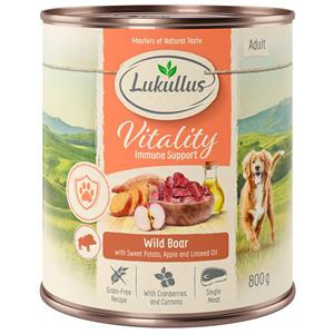 6x800g Vitality Ondersteunt het Immuunsysteem: Wild Zwijn (graanvrij) Wild Zwijn Lukullus Honden natvoer