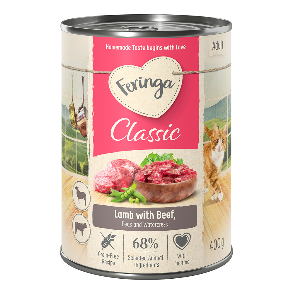 6x400g Lam/Rund Classic Meat Menu Feringa Kattenvoer