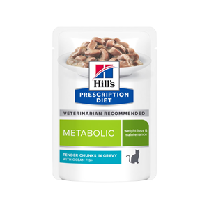 Hill's Prescription Diet Metabolic Weight Management nat kattenvoer met zeevis maaltijdzakje multipack 1 tray (12 x 85 g)