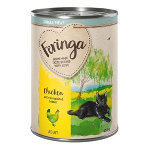 Feringa 6x410g Single Meat Kip met Pompoen & Kattenkruid  Kattenvoer