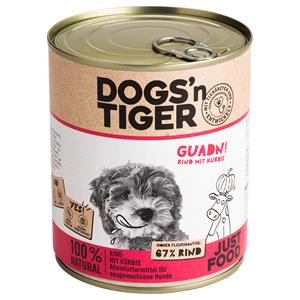 12 x 800 g Dogs'n Tiger Adult rund & pompoen hondenvoer nat