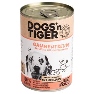 6x400g Dogs'n Tiger Adult Gevogelte & Zoete aardappel hondenvoer nat